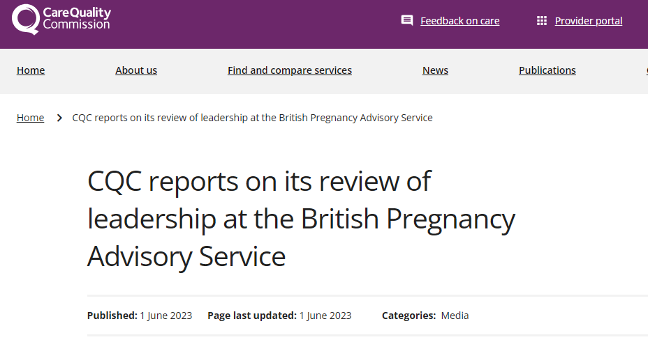 BPAS is not well-led, reports&nbsp;CQC